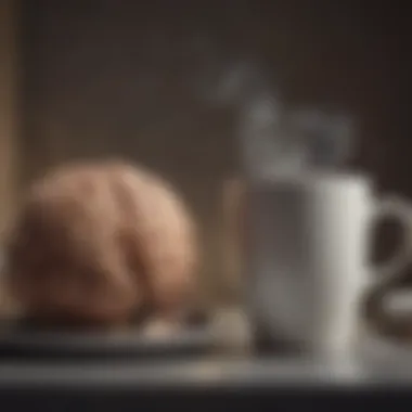 Close-up of a brain engaged in active listening while drinking coffee