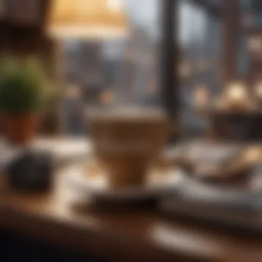 Immersive Experience of Listening Enhanced by Caffeine An individual in a cozy setting, immersed in an audiobook with coffee in hand