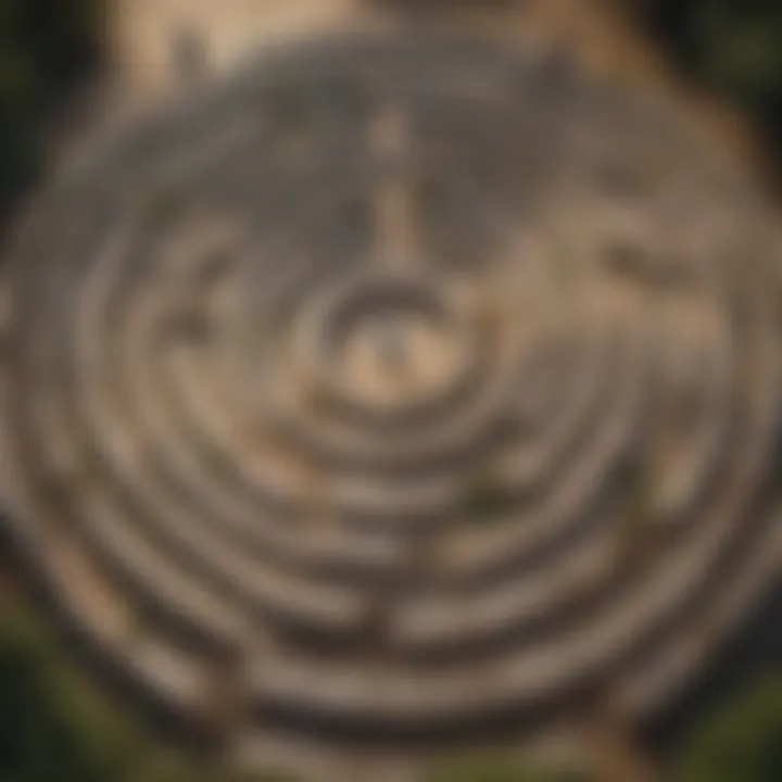 Illustration depicting a labyrinth symbolizing the journey of aligning actions with values