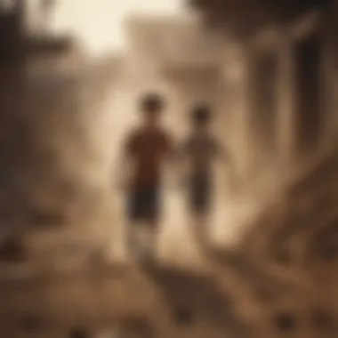 Children playing amidst dust and adversity