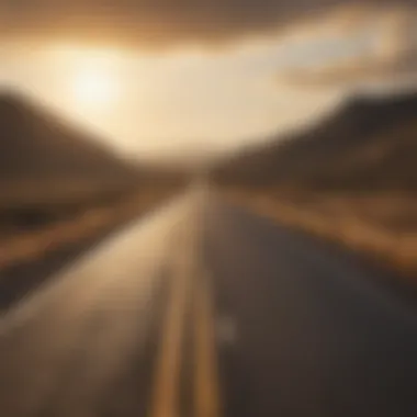 Journey to Success A road leading to a bright horizon symbolizing potential