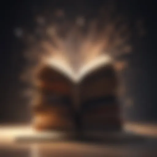 Abstract conceptual illustration of a mind expanding with books