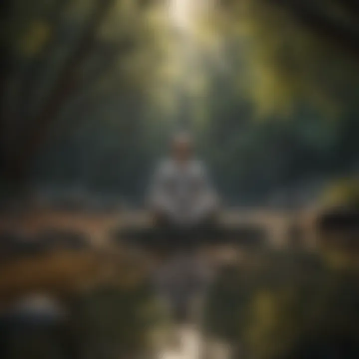 Person meditating in a tranquil setting