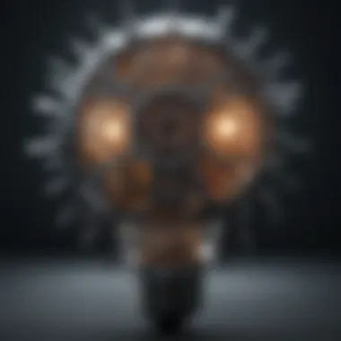 Illustration of a light bulb surrounded by gears symbolizing innovation