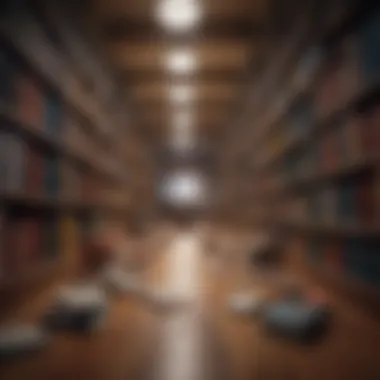 Illustration of a vast library with books of various colors and sizes