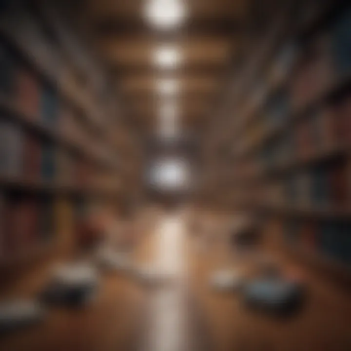 Illustration of a vast library with books of various colors and sizes