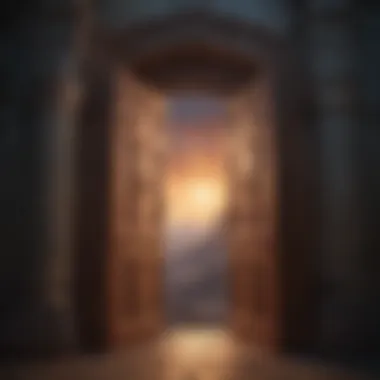 Gateway to Exploration Illustration of a book transforming into a door leading to new worlds