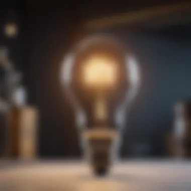 Illuminated light bulb representing bright ideas for business success