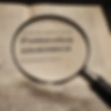 Magnifying glass focusing on key words in a summary