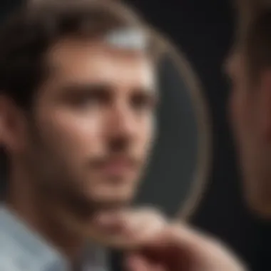 Illustration of a person holding a mirror reflecting inner self for self-awareness