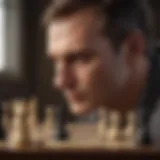 Illustration of a person deep in thought with a chess board