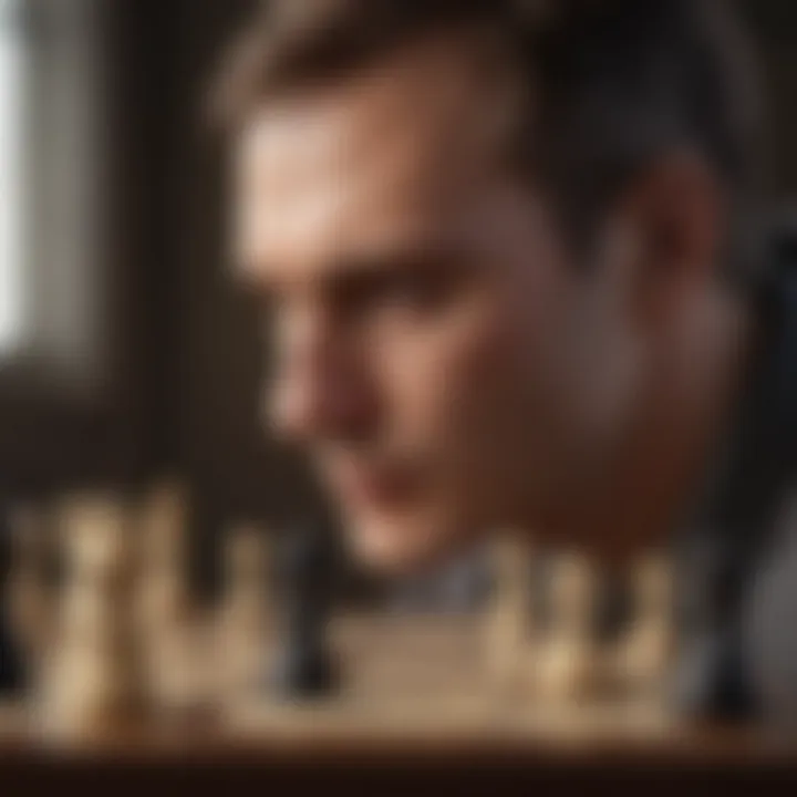 Illustration of a person deep in thought with a chess board