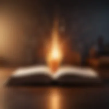 Abstract representation of a book opening to reveal a glowing light of knowledge