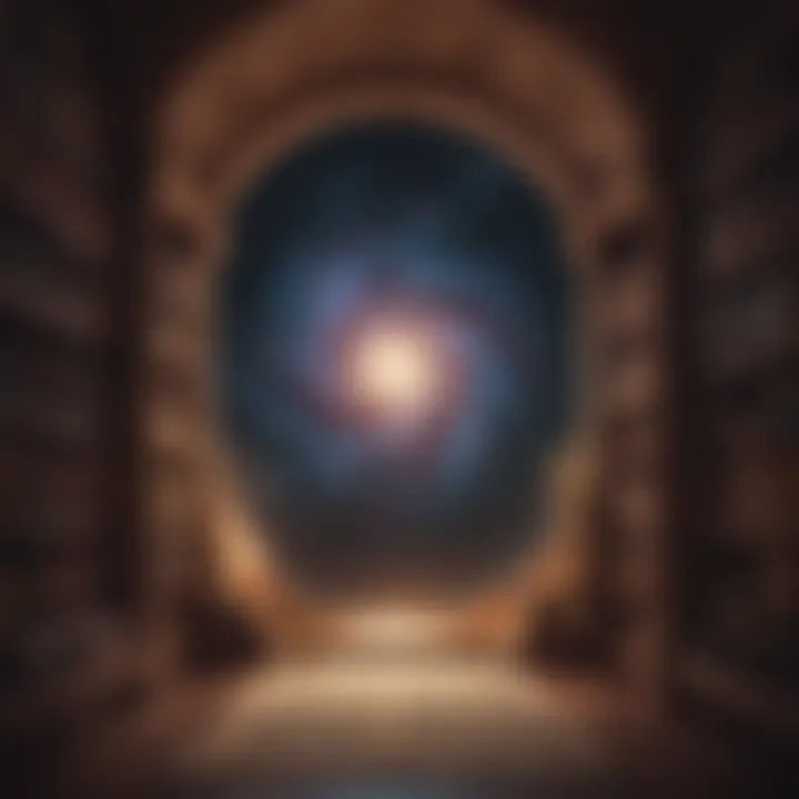 Illustration of a cosmic library of wisdom