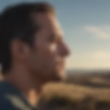 Introspection and Meaning A contemplative figure gazing at the horizon, symbolizing introspection