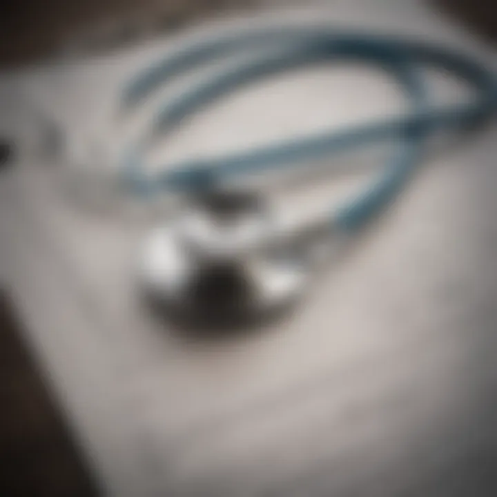 A stethoscope resting on a medical chart, representing the medical profession