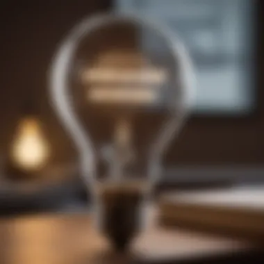 Visualization of text transformation into a light bulb symbolizing insights extraction